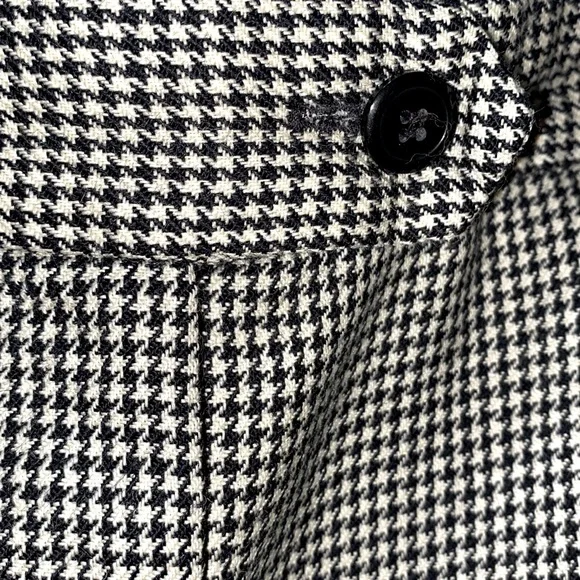 100% WORSTED WOOL HOUNDSTOOTH DRESS PANTS PLEATED BLK/WHT SZ 12